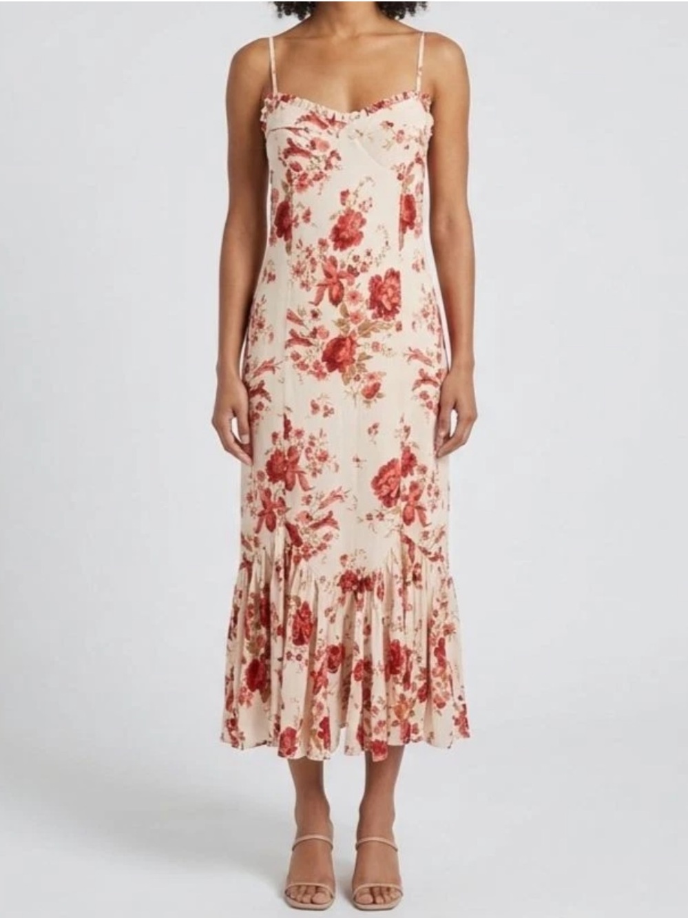 Reformation Aiko LA BELLE Cream Floral Maxi Dress